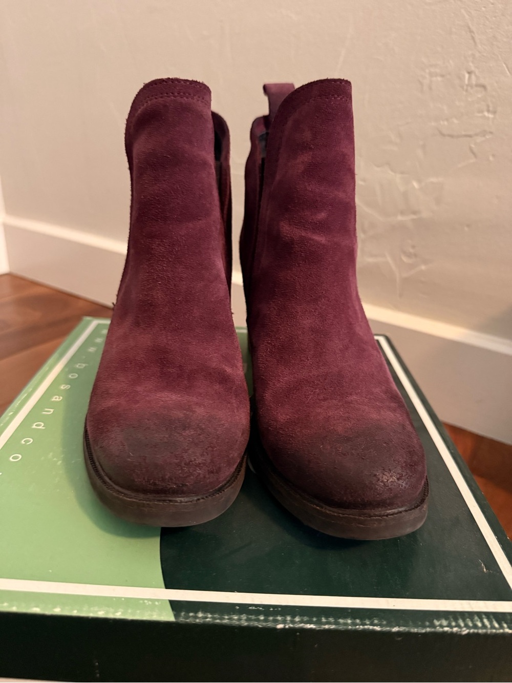 Bellfield Plum Suede Chelsea Ankle Boots